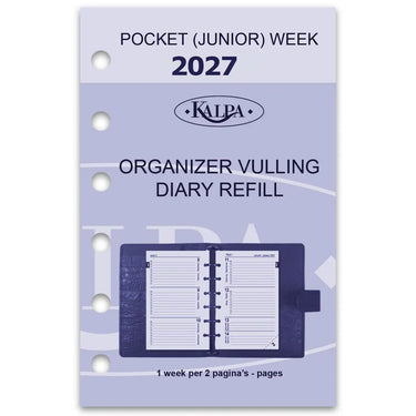 6237-27 125 x 80 mm Pocket Planificateur de l'ordre du jour recharge hebdomadaire NL en 2027